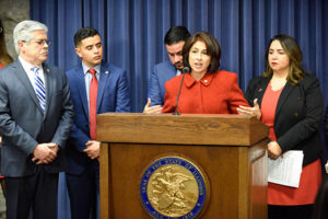 State Rep. Lisa Hernandez speaking at press conference