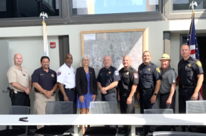 PICTURED: State Rep. Mary Edly-Allen hosted a law enforcement roundtable with Lake County Sheriff John Idleburg and representatives from the Wauconda, Buffalo Grove, Mundelein, Vernon Hills and Libertyville police departments.