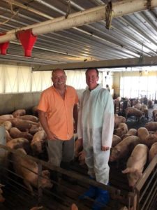 Reitz is shown touring Brinkman Farms in Valmeyer, a local pork farm.