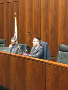 Picture: State Rep Yehiel “Mark” Kalish, D-Chicago, listens to testimony at a hearing Friday at the Bilandic Building in Chicago.