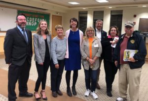 Pictured: Rep. LaPointe (center), Sen. Martwick (second from center right) supporting constituents at the Environmental Town Hall.