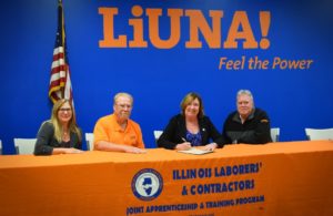 PHOTO: State Rep. Monica Bristow, D-Alton, joins the Illinois Laborers’ and Contractors to sign a proclamation designating Nov. 11-17, 2019 as National Apprenticeship Week in the 111th District to help recognize the importance of apprenticeships to creating a highly skilled workforce.