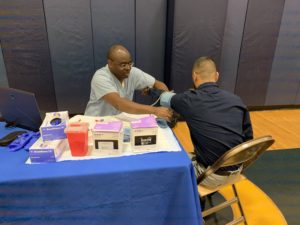 Pictured: Attendee participating in a health screening at Yingling’s Fair.
