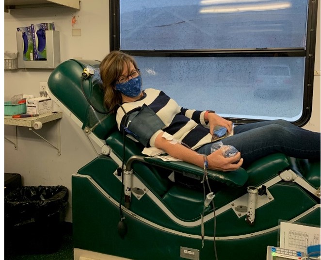 Photo: State Rep. Katie Stuart donated blood during her recent mobile blood drive in Maryville.